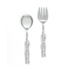 Yo Treasure Tiramisu Moon's Aura Stainless Steel Ivory Crystal Salad Server Set, Pack of 2
